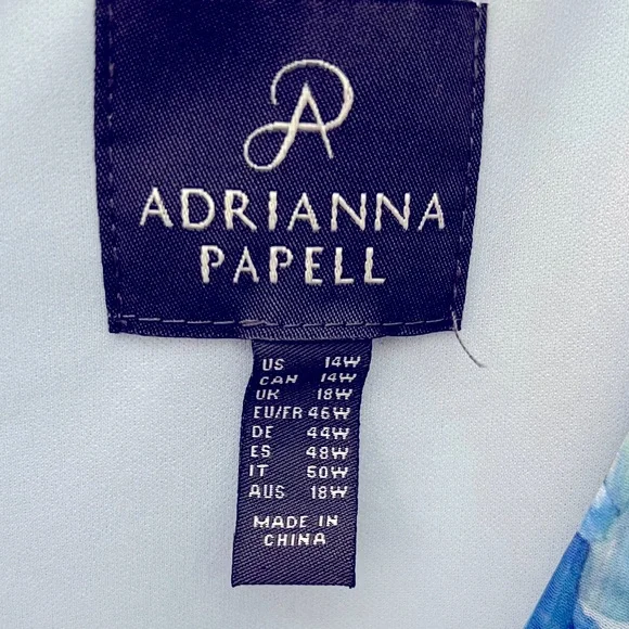 Adrianna Papell Blue and Green Floral Maxi Dress 14W - Picture 9 of 11